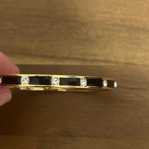 Kate Spade Black Enamel Crystals Hinge Bangle Bracelet